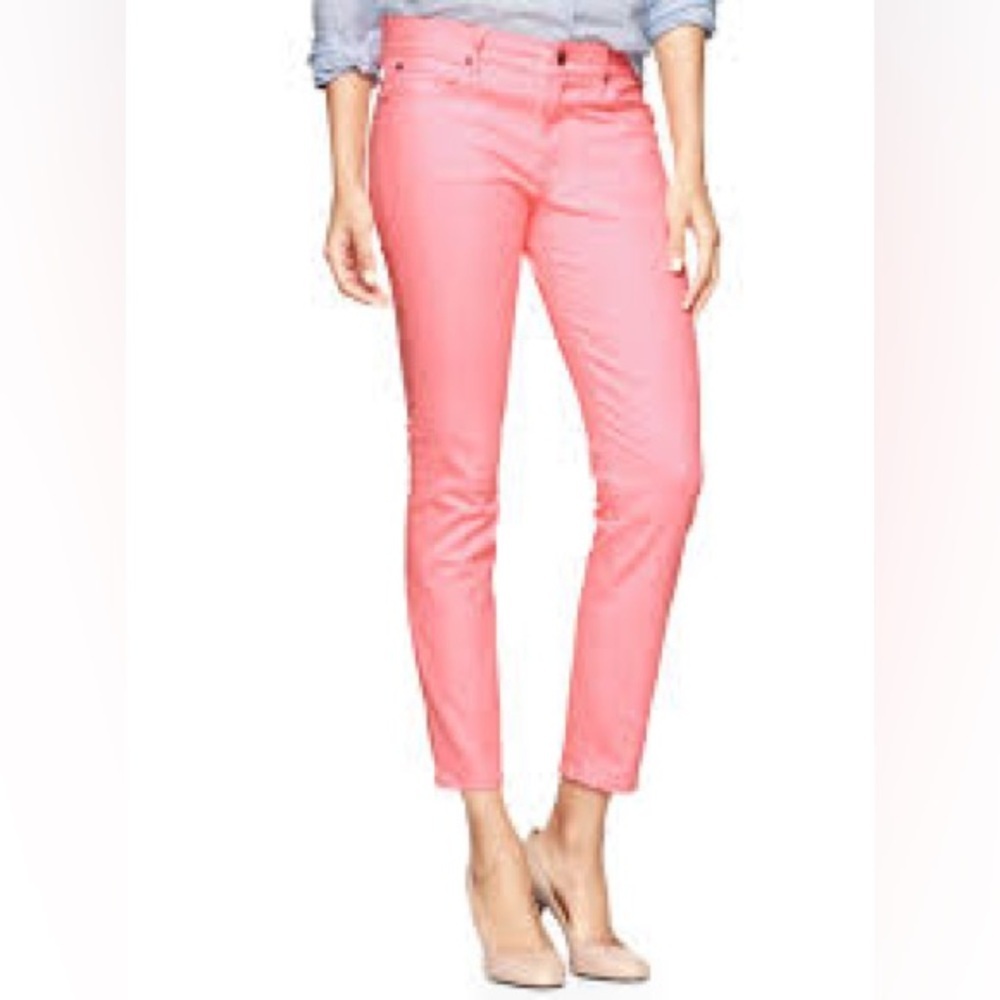 NWT GAP 1969 Neon Flamingo Skimmer Jeans Pink Skinny Cropped Size 27